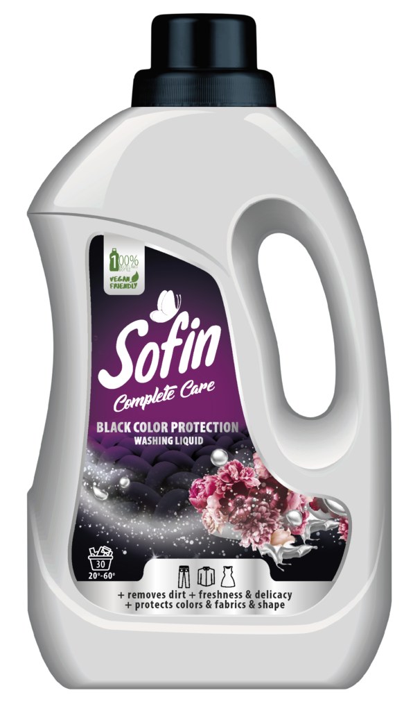 Opakowanie płytu Sofin Care&Black Color Protection Washing Liquid