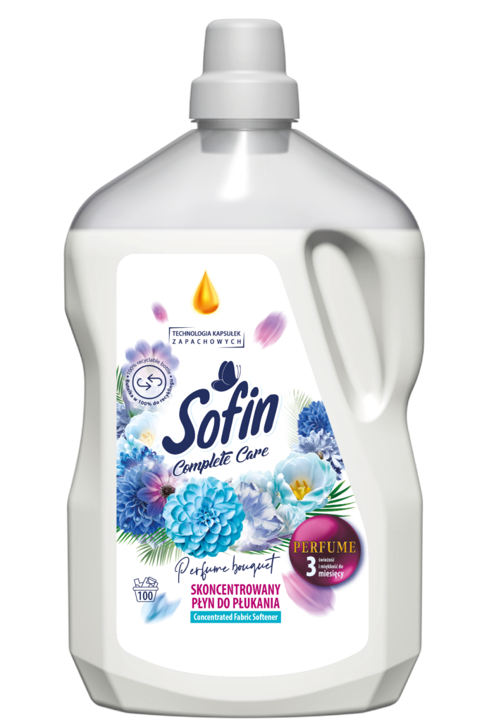 Opakowanie płynu Sofin Complete Care&Perfume o zapachu Perfume Bouquet