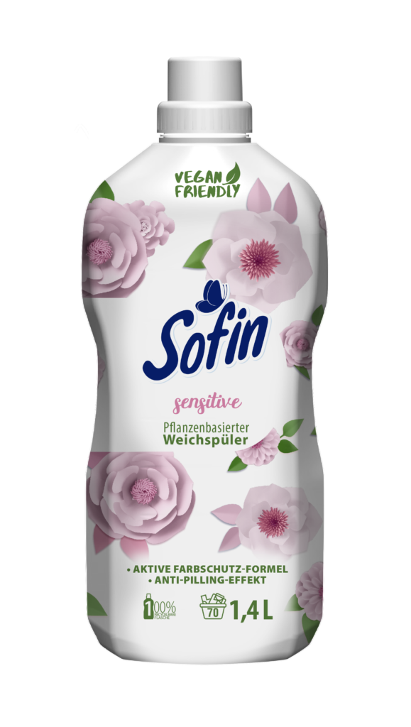 Sofin Sensitive pflanzenbasierter Weichspüler, 1400 ml Inhalt sind ausreichend für 70 Wäschen